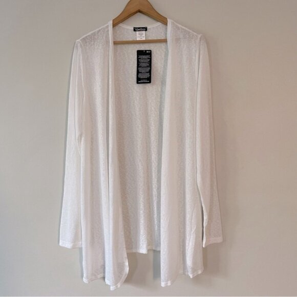 New Kim & Co. White Linen Look Long Sleeve Lightweight Cardigan Size XL bin 4H - Picture 2 of 5